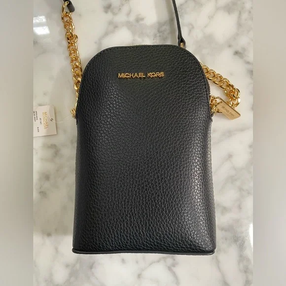 Michael Kors Jet Set Black Pebbled Leather Crossbody - Picture 1 of 5